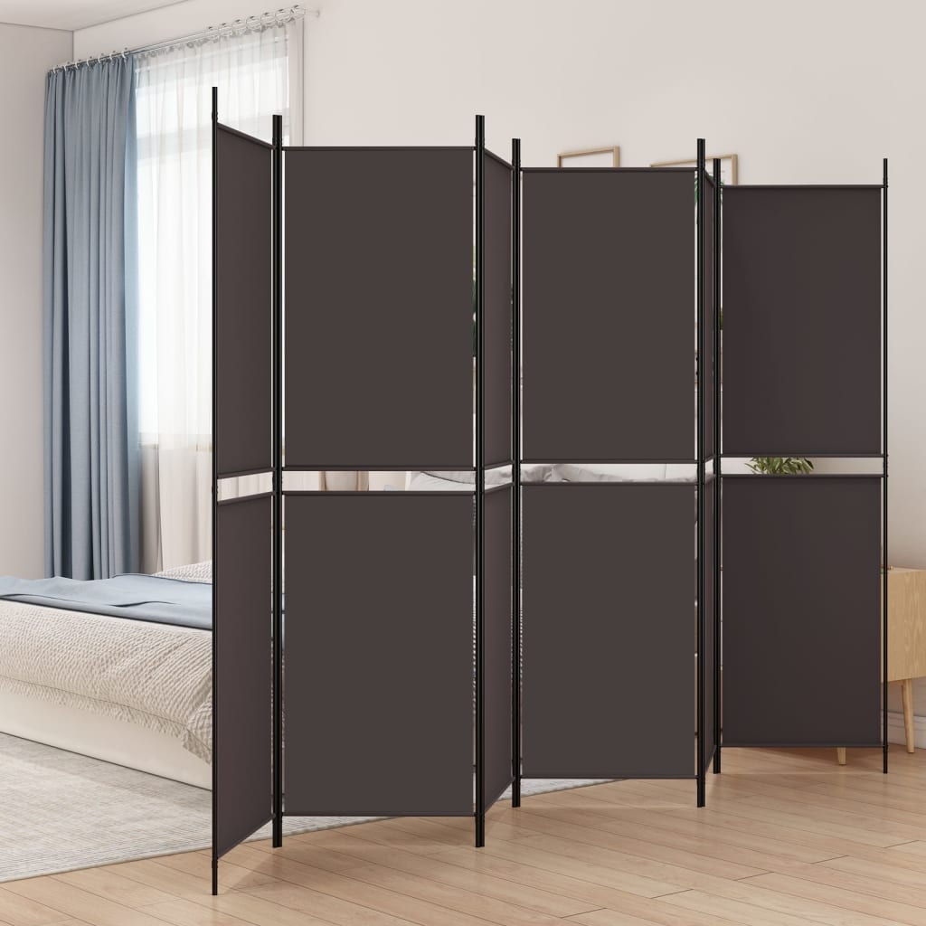 vidaXL 6-Panel Room Divider Brown 300x200 cm Fabric