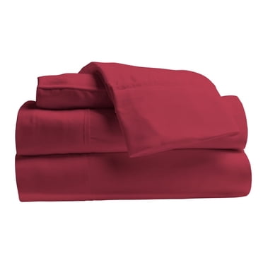 Comfy Bamboo World Series 4pc Microfiber Sheet Set, Queen Size Bedsheet, Red