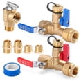 thumbnail image 1 of 8Pcs 3/4 Inch IPS Isolator Tankless Water Heater Valve Kit with 2Pcs 3/4" NPT to 1/2" FNPT and 2Pcs Brass Pipe Fitting, Tankless Water Heater Flushing Kit with Pressure Relief Va, 1 of 6