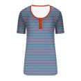 thumbnail image 4 of Birdeem Mode Femmes Blouses à Rayures Imprimées T-Shirt Boutonné Haut à Manches Courtes à Col Rond, 4 of 9