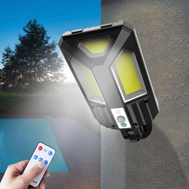 Feltree Solar Motion Sensor Security Lights with 10m Detection Range, Remote Control & 3 Intelligent Modes, IP65 Waterproof for Garden Yard Wall Fence