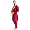 thumbnail image 3 of Ensemble Kurta Pyjama Foulard pour Homme Indien Indien Robe de Fête de Mariage (Bordeaux, L), 3 of 6