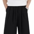 thumbnail image 4 of WRKEKC Casual Pants for Men Casual Pocket Drawstring Solid Color Elastic Waist Side Drawstring Cropped Pants for Daily Casual Outings Lounge Comfortable Wear, 4 of 4