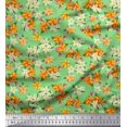 thumbnail image 1 of Soimoi Poly Georgette Fabric Leaves & Flower Floral Print Fabric by The Yard 52 Inch Wide, 1 of 3