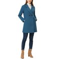 thumbnail image 2 of Allegra K Manteau Mi-Long à Manches Longues Raglan à Revers Croisé pour Femme m Bleu Foncé Gris, 2 of 6
