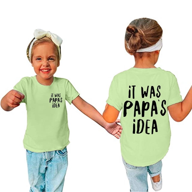 Aboser Idée de PAPA T-Shirts pour Enfants pour Filles de 3 à 14 Ans T-Shirts à Manches Courtes pour Tout-Petits Garçons Coton Blouses Graphiques Décontractées Col Rond Hauts d'Été T-Shirt