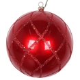 thumbnail image 1 of Vickerman MT198103D 4.75 in. Red Candy Glitter Net Ornament - 3 per Bag, 1 of 3