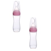 Oleegame 2PC Stainless Steel Cutlery Set 1pc Silicone Baby Food Bottle Spoon Feeder For Baby Toddler Infant Cereal Food Supplement 120ml