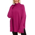 thumbnail image 1 of SGMVNU Women's Oversized Turtleneck Sweaters Fall Long Sleeve Ribbed Tunic Sweater Chunky Pullover Knit Tops(Hot Pink, XL), 1 of 3