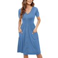 thumbnail image 1 of Ketyyh-chn99 Robes d'Été pour Femmes Robe Maxi Robe Décontractée Mini Robe Ample Confortable à Rayures Manches Longues Longue Robe Bleu,TG, 1 of 5