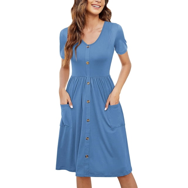 Ketyyh-chn99 Robes d'Été pour Femmes Robe Maxi Robe Décontractée Mini Robe Ample Confortable à Rayures Manches Longues Longue Robe Bleu,TG