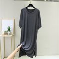 thumbnail image 2 of FAIWAD Robe Tunique pour Femme Grande Taille Décontractée à Manches Courtes, Robe T-Shirt Ample avec Fente Latérale, Robes Midi Amples, 2 of 3
