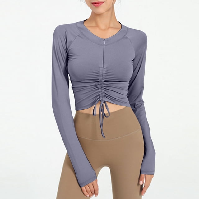 RXIRUCGD Chandail à Capuche de Sport Décontracté Ample à Manches Longues Sans Capuche pour Femmes, Couleur Unie, Col Rond, Gris, Taille : S