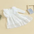 thumbnail image 3 of Girls Casual Dress Long Sleeve Crew Neck Feathers Patchwork Fall Dress, 3 of 9