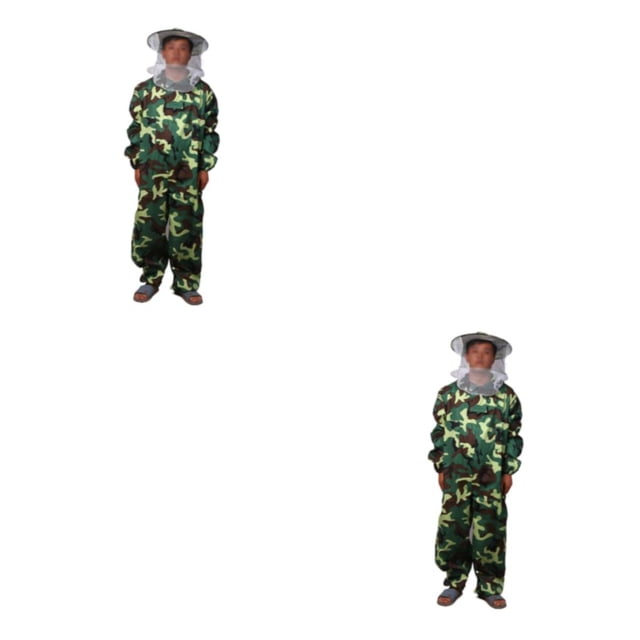 Ruiboury Durable And Essential Gear Beekeeping Suit Lightweight And Universal Easy To Ventilated Jacket For Beekeeper green camo XXL 2Set