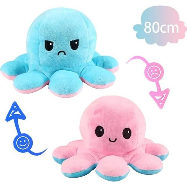 Giant Reversible Octopus Plush 80cm - DARMOWADE - Pink and Blue - Soft and Cute Toy - Stuffed Animals