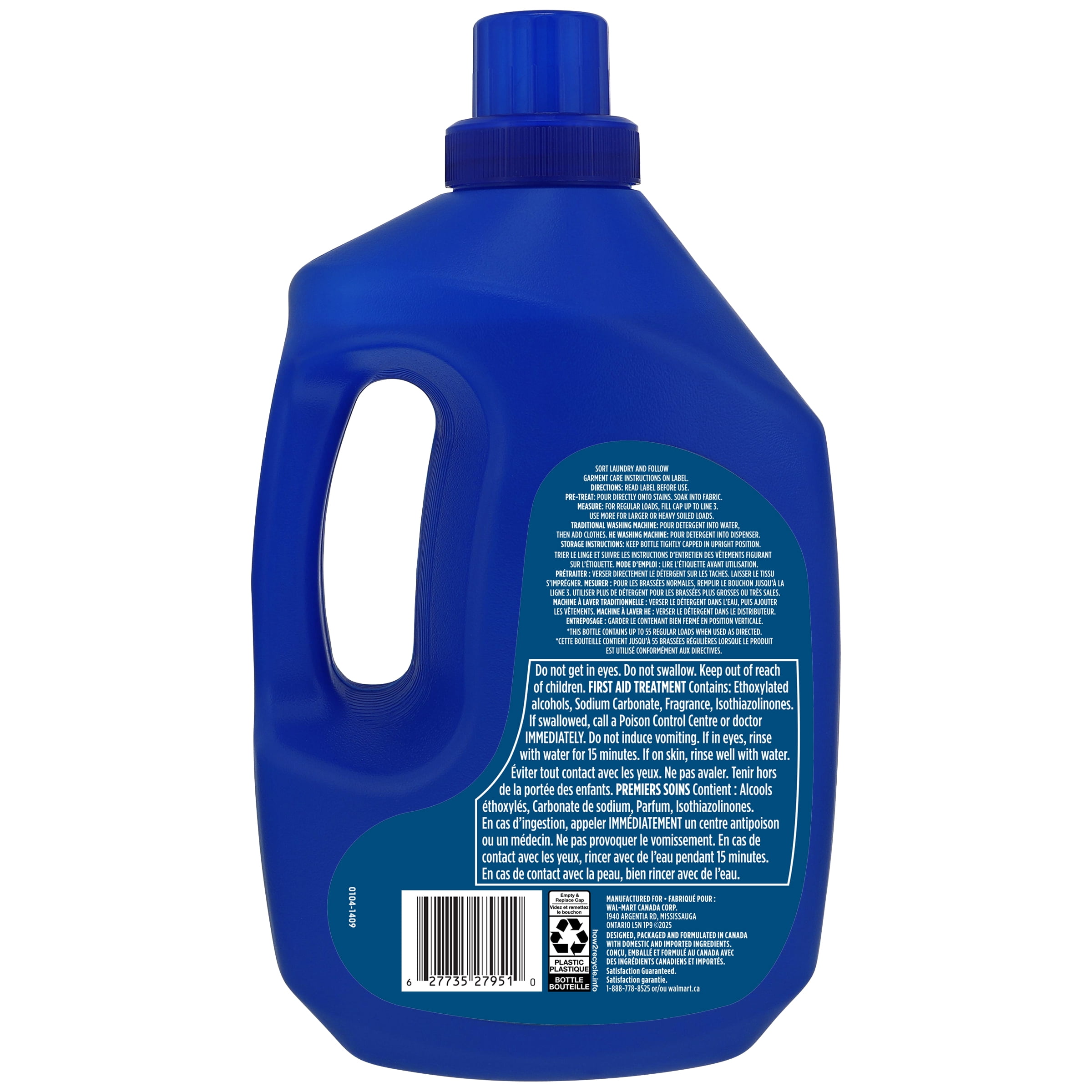 Great Value Détergent à lessive liquide Action Triple parfum de fraîcheur, 55 brassées, 2,2 L