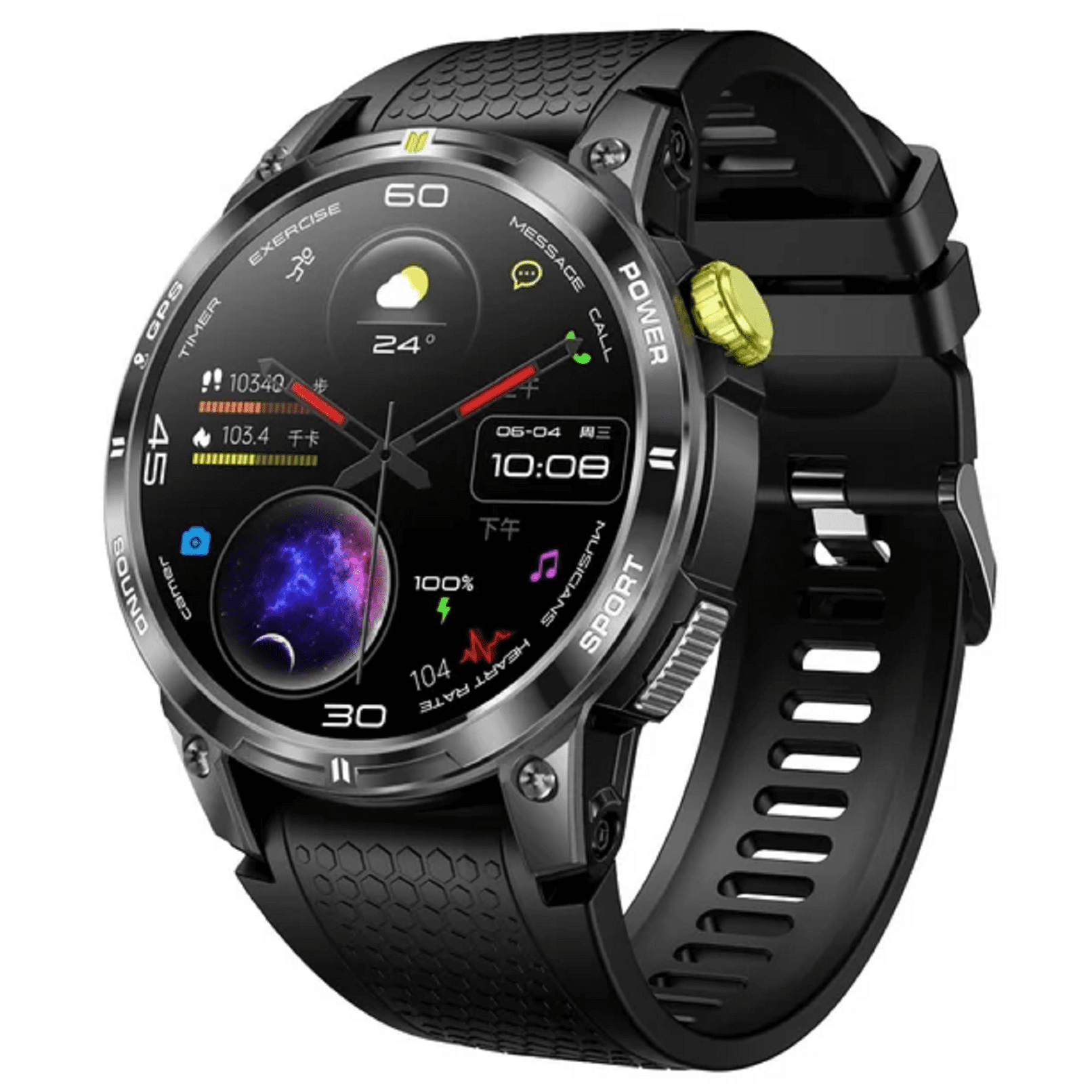 Refurbished TUTT NX18 Pro GPS AMOLED Metal Rugged Smart Watch, Black
