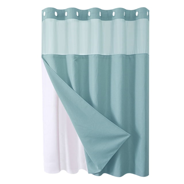 Rideau de Douche pour Salle de Bain 71 Po L x 74 Po H Réversible en Tissu Polyester Robuste avec Grands Anneaux Intégrés