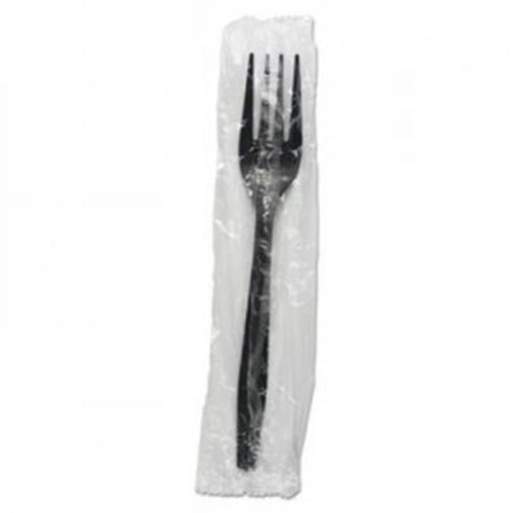 Boardwalk BWKFORKHWPPBIW Heavyweight Wrapped Polypropylene Cutlery Fork, Black & White