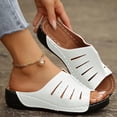 thumbnail image 4 of WRKEKC Sandals for Women Open Toe Elevated Wedge Slides Solid Color Cut Out Design Outdoor Beach Summer Sandals, 4 of 9