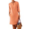thumbnail image 1 of MesaSe Cotton Linen Basic Maxi Dress Boho Style Ladies Crew Neck Half Sleeve Daily Suit, 1 of 7