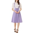thumbnail image 1 of Unique Bargains Jupe Midi Plissée à Bretelles Rétro à Taille Élastique pour Femme Violet TP, 1 of 6