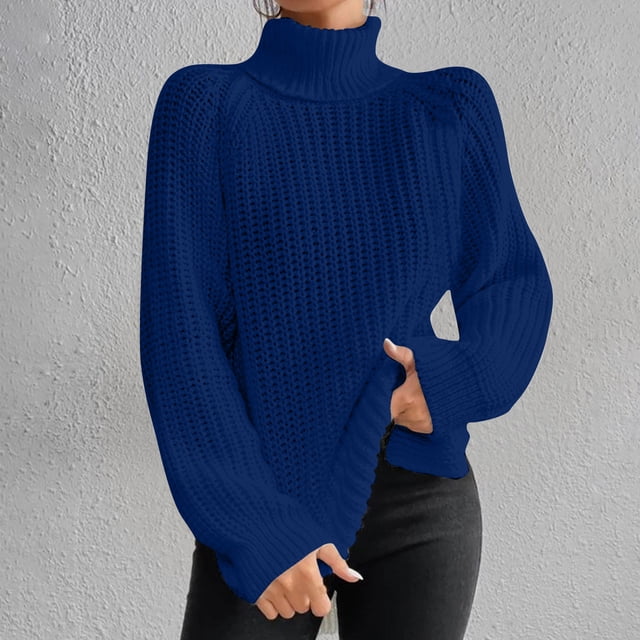 Dvkptbk Chandails pour Femmes Mode Femmes Manches Longues Chandail Col Roulé Décontracté Hauts de Chandail Vêtements en Liquidation