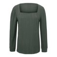thumbnail image 3 of Meichang Puff Long Sleeve Shirts for Women Plus Size Square Neck Ribbed Knit Tops Solid Loose Fit Side Slit Hem Blouses Spring Trendy Women Tunic Tops, 3 of 4