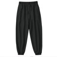 thumbnail image 3 of Mens Pants, Mens Solid Color Pocket Drawstring Casual Youth Versatile Sports Oversized Pants, 3 of 6