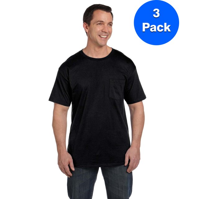 Hanes Men's Beefy-T with Pocket - 5190P (Pack Of 3)