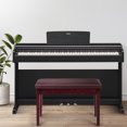 thumbnail image 3 of Costway Solid Wood PU Leather Piano Bench Padded Double Duet Keyboard Seat Storage Brown, 3 of 10