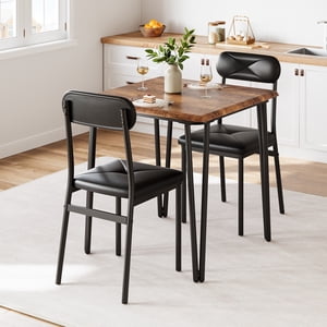 Ourlova Table à manger pour 2, Petite cuisine carrée Table à manger Set pour 2,Space Saving Wood Modern Dinette avec tapisserie, Meubles de salle à manger