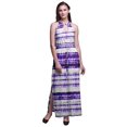 thumbnail image 1 of Bimba Robe Maxi Teinture sur Nœuds pour Femmes à Col Rond, Taille à Cordon, Imprimé, avec Fentes Latérales, Tenue d'Été - Très Petit, 1 of 6