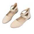 thumbnail image 1 of Ladys Single Shoes Suede Surface Elastic Ankle Strap Soft Sole Pointy Toe Flats Bottom Ballet Rear Ankle Zipper Shoes New Large Size Shallow Mouth Elastic Flat Shoes Beige, 1 of 8