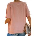 thumbnail image 4 of Women Button Lapel Collar V Neck Short Sleeve Pocket Plain Shirt, 4 of 4