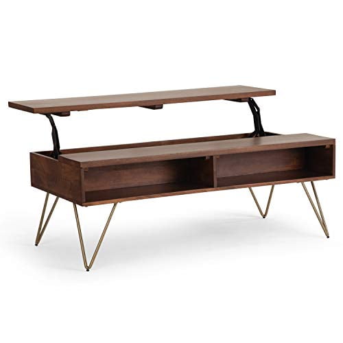 Simpli Home Hunter Industrial Contemporary Lift Top Coffee Table with Metal, Umber Brown
