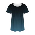 thumbnail image 5 of Plebaso Hauts pour Femmes Été Manches Courtes Col Rond Tunique Chic Ample Mode Blouses à Dégradé de Couleurs, 5 of 5