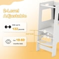 thumbnail image 3 of OLAKIDS Toddler Standing Tower, Kids Montessori Kitchen Step Stool Helper with 2 Adjustable Height Learning Blackboard Safety Rail Wooden, Anti-Slip Mats, 1-3 Year Old Boy Girl Gifts, 3 of 9