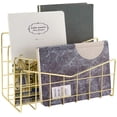thumbnail image 1 of Letter Tray Paper Tray Rose Gold Desk Organiser 3 Compartment Organiser System Handmade Document Tray Metal Decorative Storage Compartments for Envelopes Documents Newspapers Books(Champagne Gold), 1 of 7