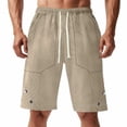 thumbnail image 1 of Amzcrzy Mens Shorts Cargo Shorts for Men Shorts for Men Man Solid-Color Casual Large-Pocket Button Drawstring Elastic-Waist Shorts Cargo Pants Half Shorts Pants Mens Cargo Shorts Mens Shorts Casual, 1 of 7