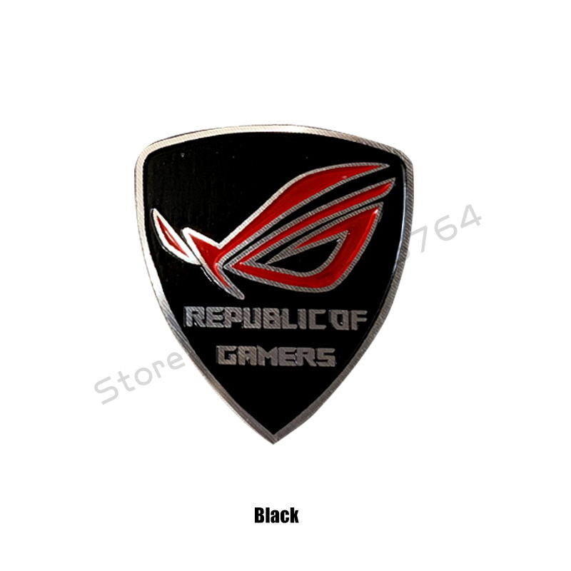 Computer Case Aluminum Sticker ROG Logo Gamer Belief Lable PC Cabinet MOD Part Black/White Black