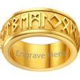 thumbnail image 1 of ORUYROP Can Engrave Viking Rune Spinner Rings for Men/Women, Size #7-#14 Chain Link Fidget Ring, Stainless Steel/Gold Plated/Black-Send Gift Box, 1 of 7