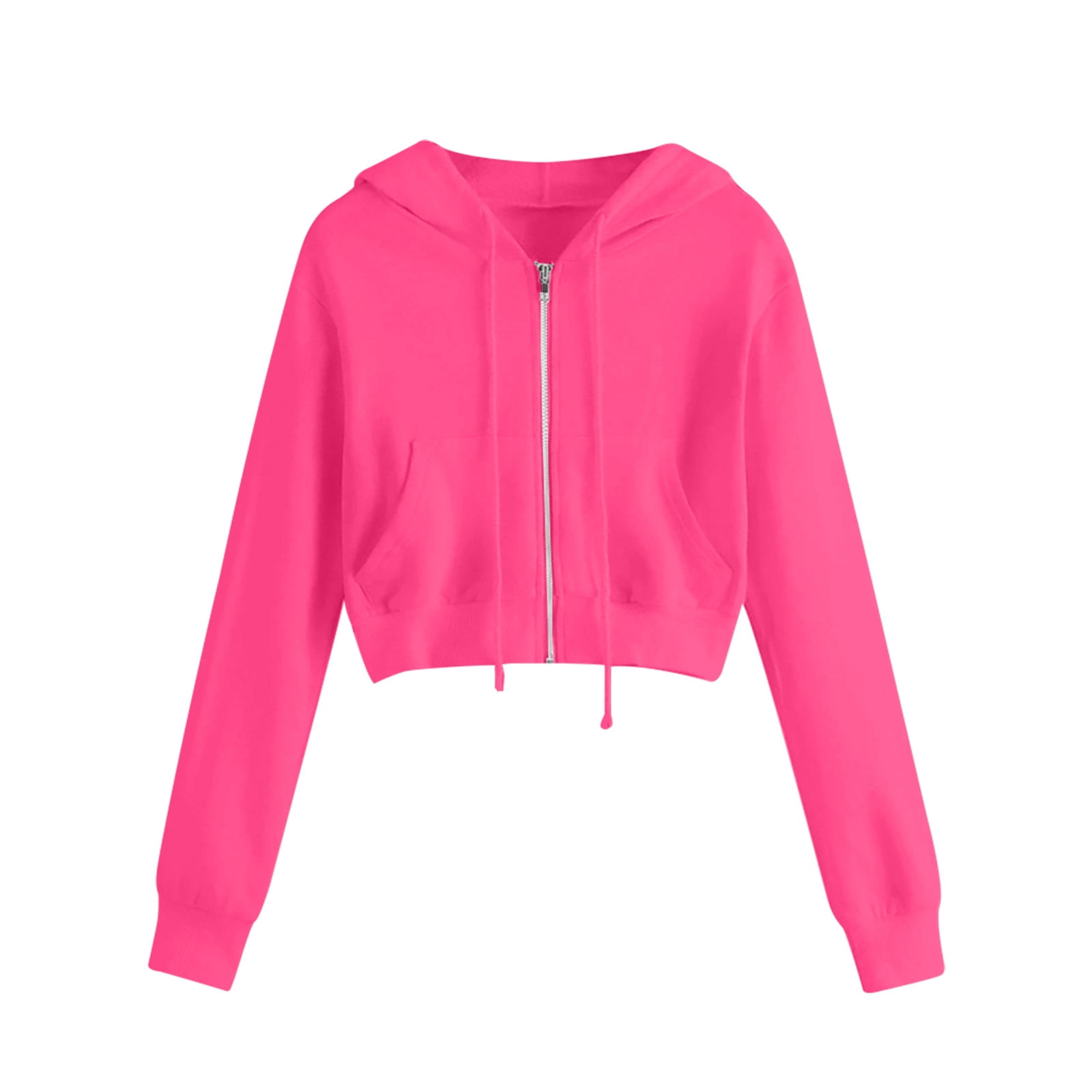 Timegard Sweatshirts for Women Plus Size Cropped Zip up Hoodies Pullover Long Sleeve Jackets with Pockets