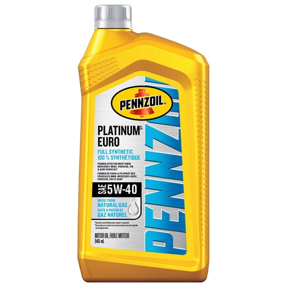 Huile moteur Pennzoil Platinum Euro 100 % synthétique 5W-40, 0,946 litre