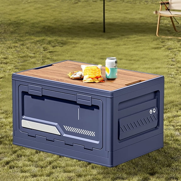 QTOCIO Boîte de Rangement de Camping Extérieure Boîte Pliante de Camping à Porte Latérale Boîte de Rangement pour Coffre de Voiture Boîte de Rangement en Plastique