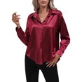 thumbnail image 2 of Innerwin Shirts Long Sleeve Ladies Tunic Tops Office Button Down Soft Blouse Claret S, 2 of 5