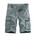 thumbnail image 3 of BADHUB Multi Pockets Cargo Shorts for Young Men Button Zipper Ripstop Work Shorts Heavy-Duty Outdoor Hiking Shorts Gray S, 3 of 5