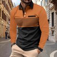 thumbnail image 1 of RXIRUCGD Hommes Décontracté Uni à Rayures à Boutons Manches Longues Col Rabattu Blouse Chemise Hauts, Orange, Taille : M, 1 of 5