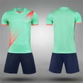 thumbnail image 4 of RKSTN Soccer Maillot Enfants Manches Courtes Col Rond Chandail de Soccer avec Shorts Ensemble Uniforme d'Entraînement 2 Pcs Ensemble de Maillot de Soccer (Vert, M) Unisexe, 4 of 6